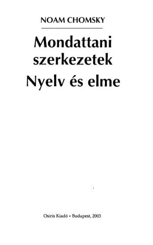 Mondattani szerkezetek ; Nyelv és elme