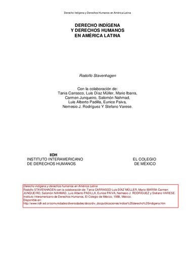 Derecho indigena y derechos humanos en america latina.