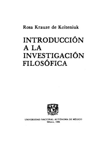 Introducción a la investigación filosófica