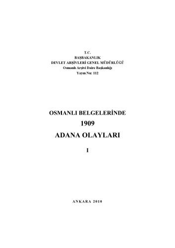 Osmanlı belgelerinde 1909 Adana olayları