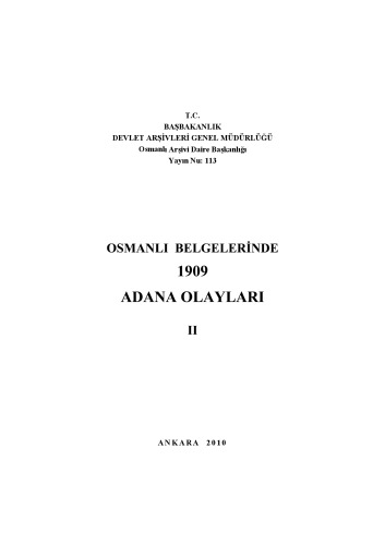 Osmanlı belgelerinde 1909 Adana olayları