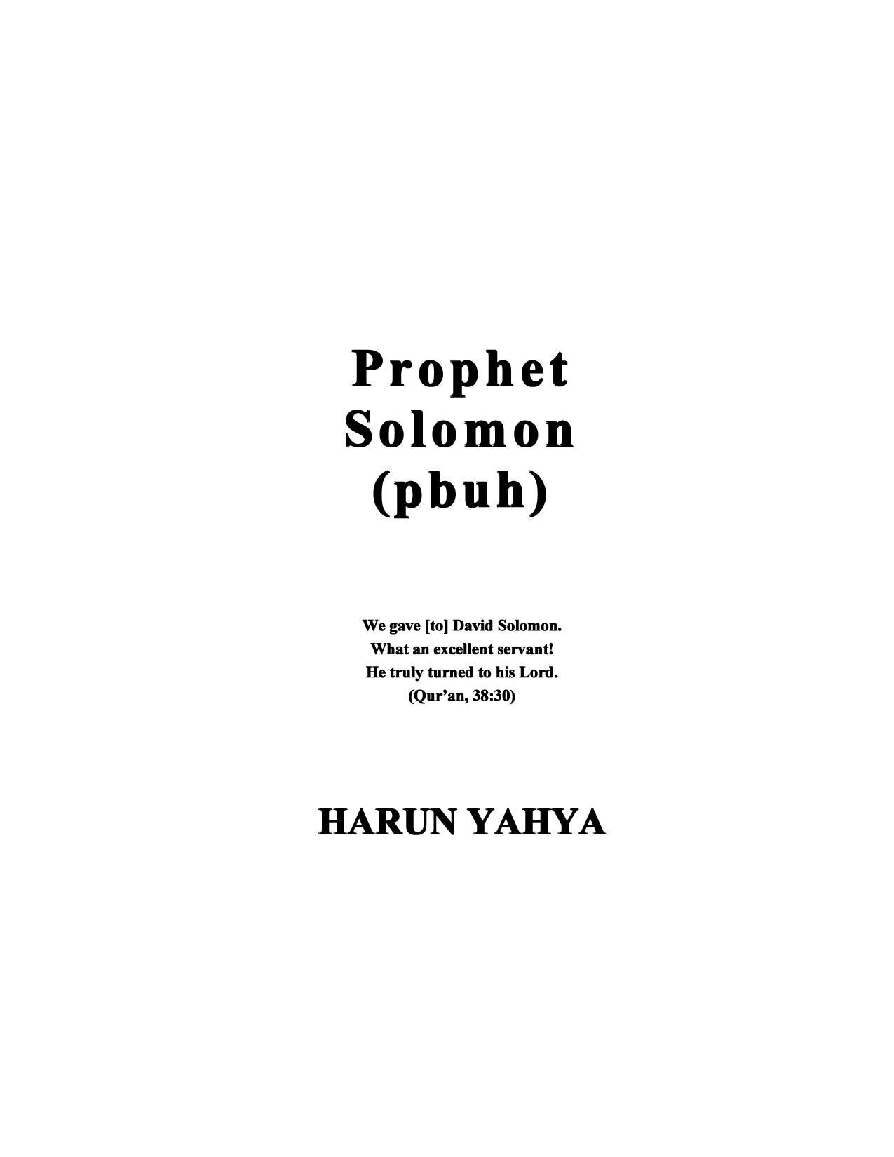 Prophet Solomon