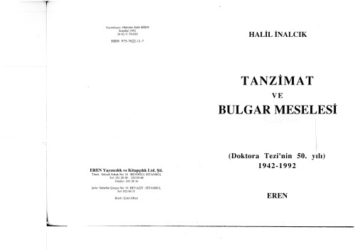 Tanzimat ve Bulgar Meselesi