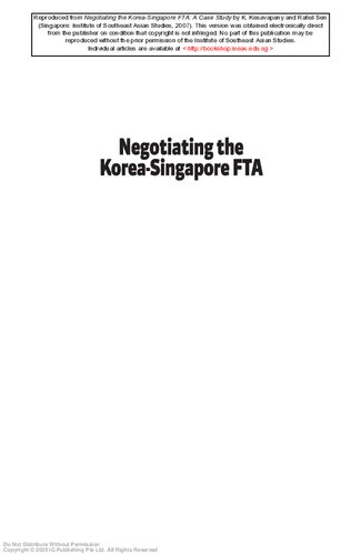 Negotiating the Korea-Singapore Fta