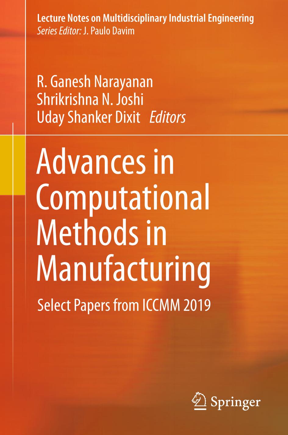 Advances in computational methods in manufacturing : select papers from ICCMM 2019