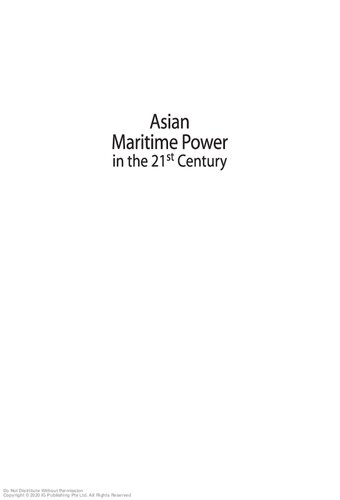 Asian Maritime Power in the 21st Century