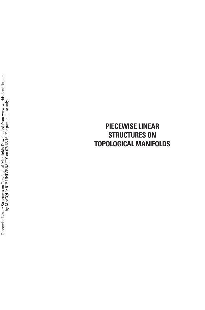 Piecewise Linear Structures on Topological Manifolds