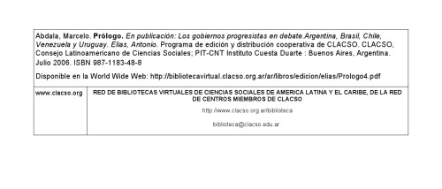 Los gobiernos progresistas a debate : Argentina, Brasil, Chile, Venezuela y Uruguay