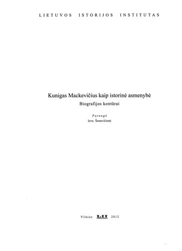 Kunigas Mackevičius kaip istorinė asmenybė : biografijos kontūrai