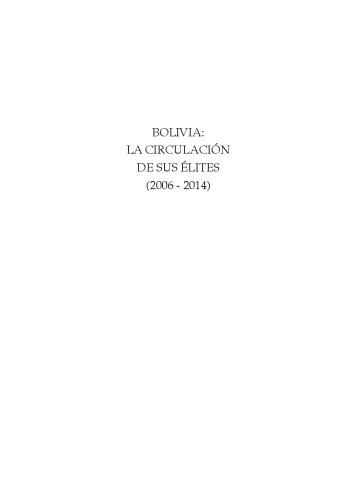 Bolivia : la circulación de sus élites, 2006-2014