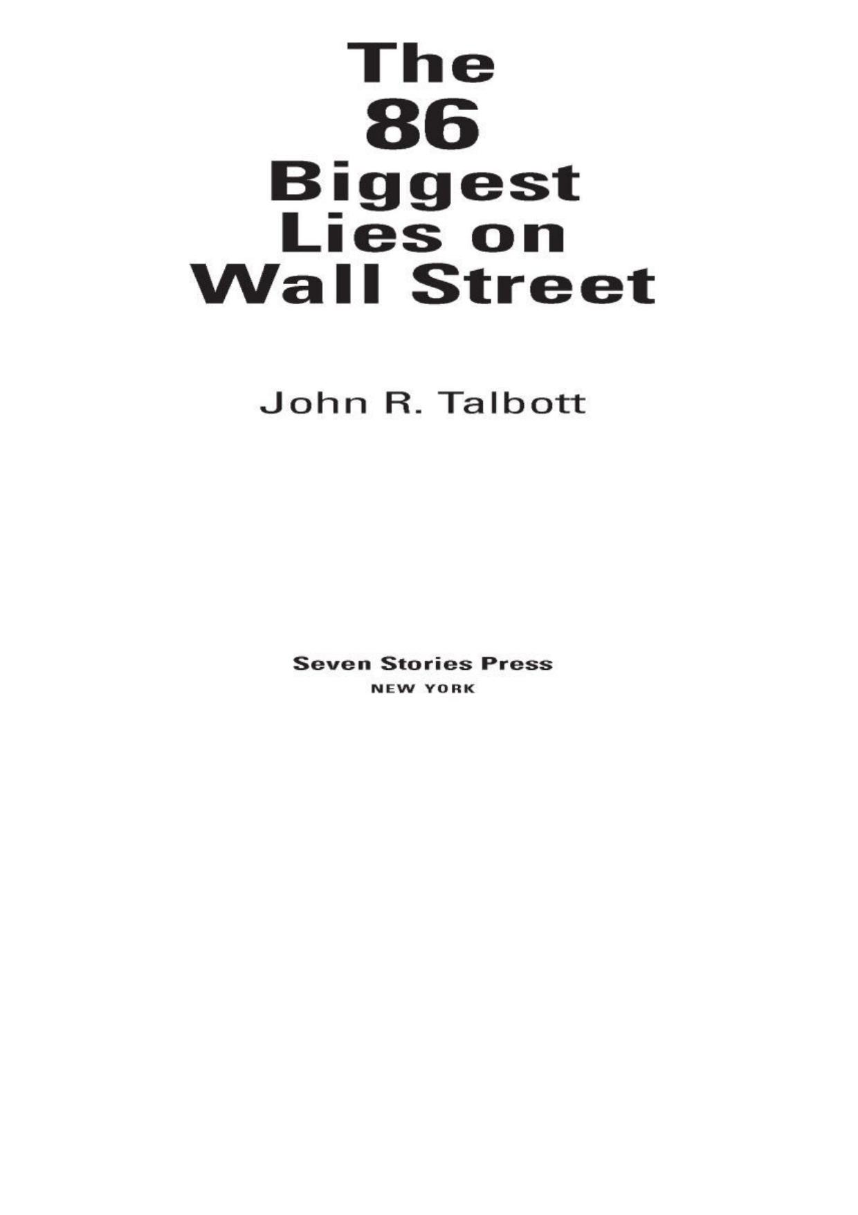 The 86 Biggest Lies on Wall Street