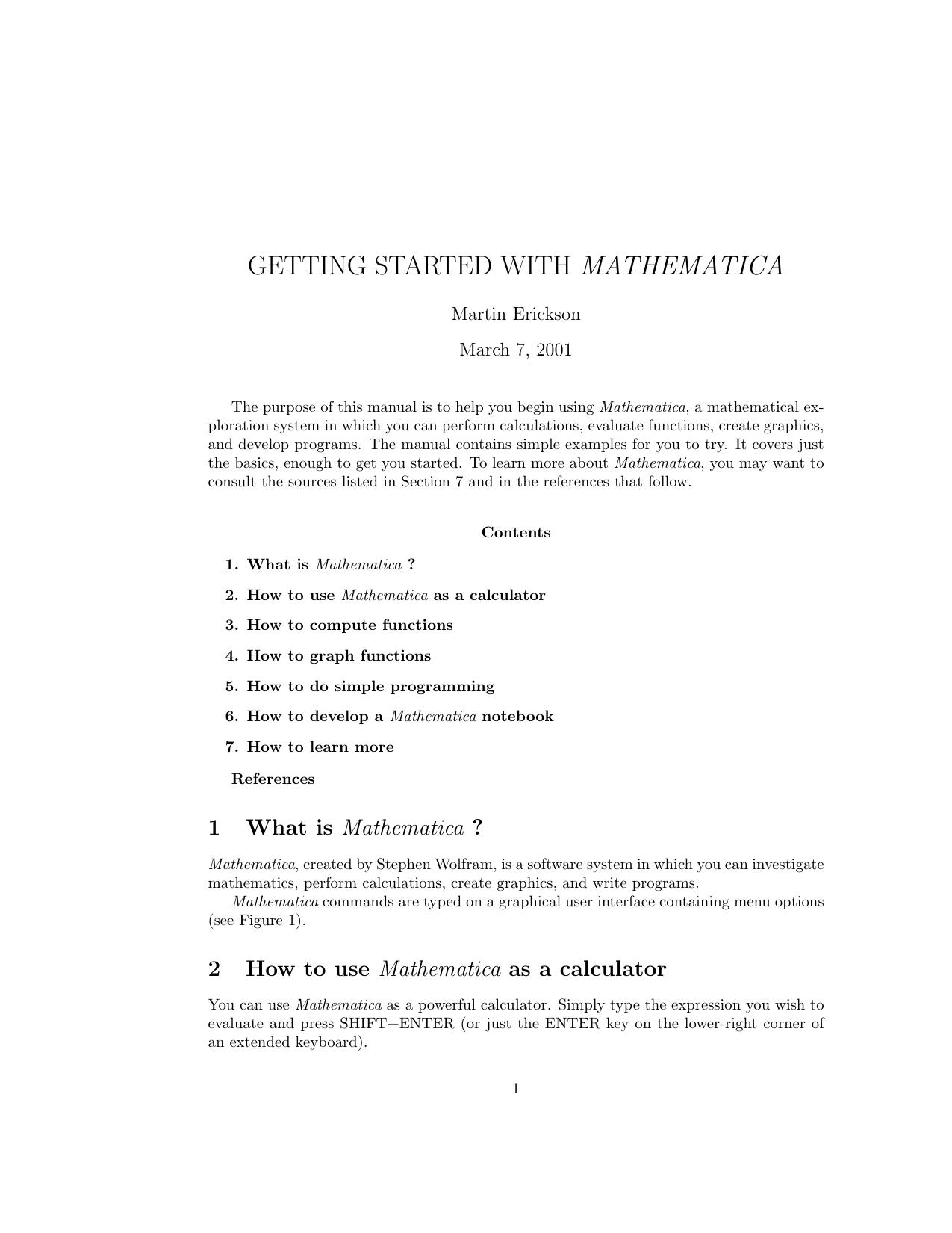 Getting Started With Mathematica Erickson