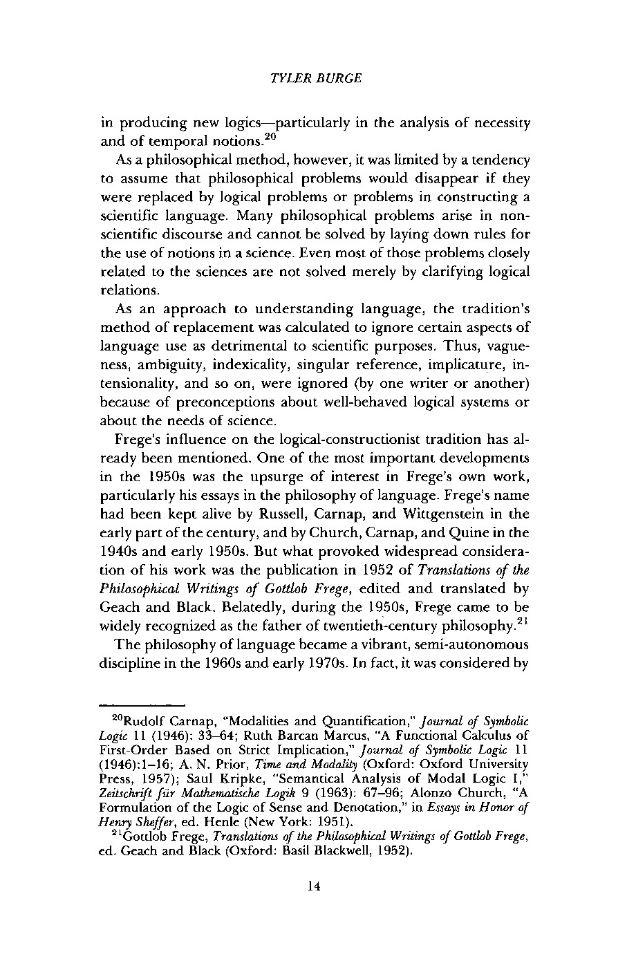 Jstor Burge Philosophy Of Language And Mind 1950 1990