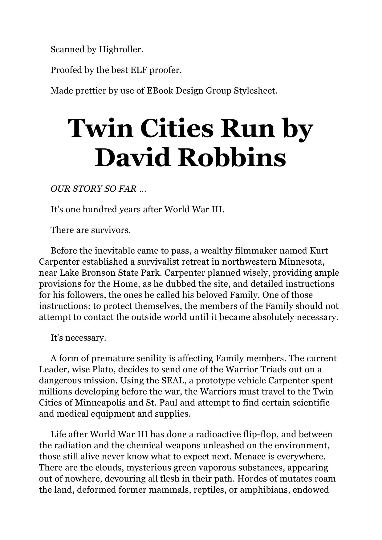 David L Robbins Endworld 03 Twin Cities Run