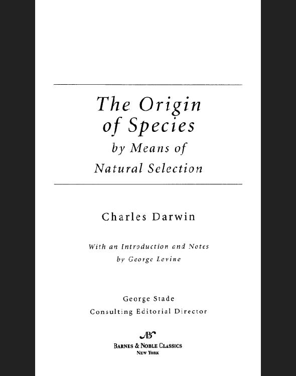 Origin of Species (Barnes & Noble Classics Series)