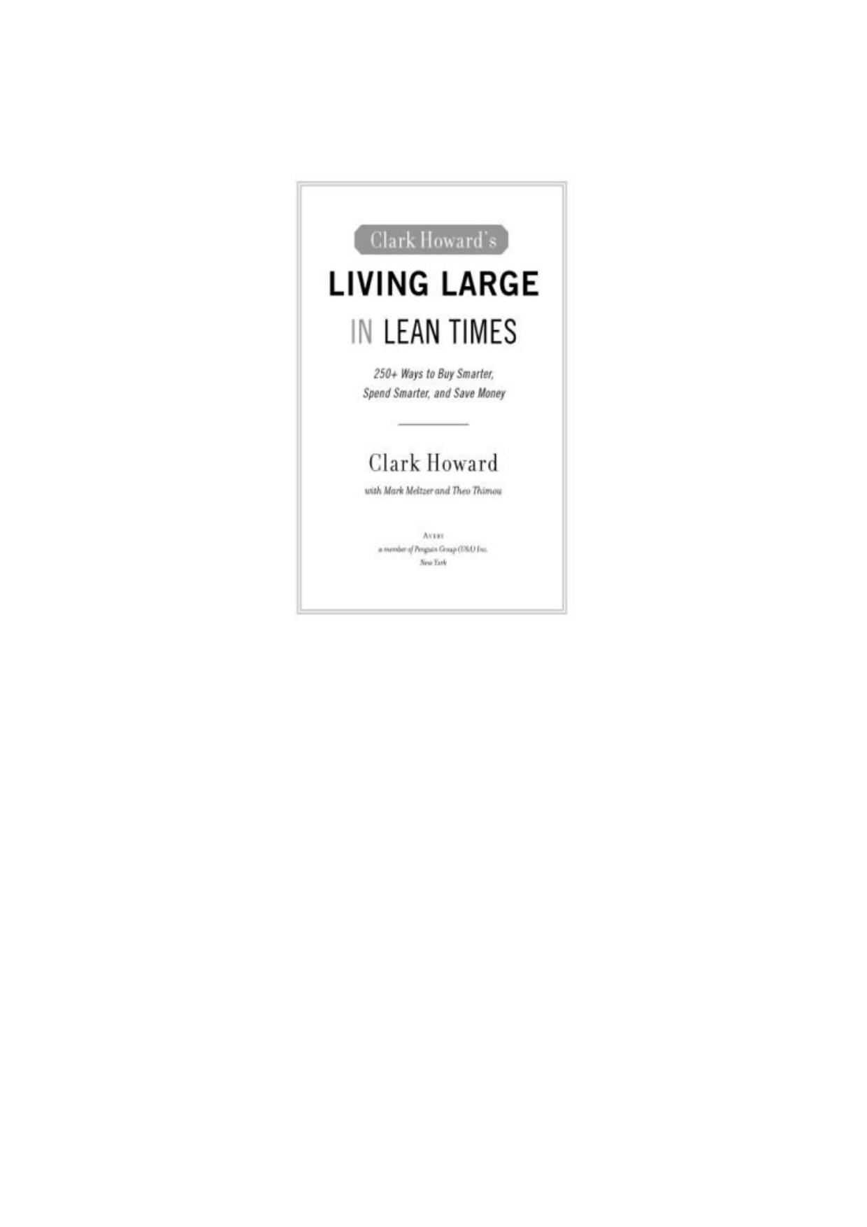 Clark Howard's Living Large in Lean Times