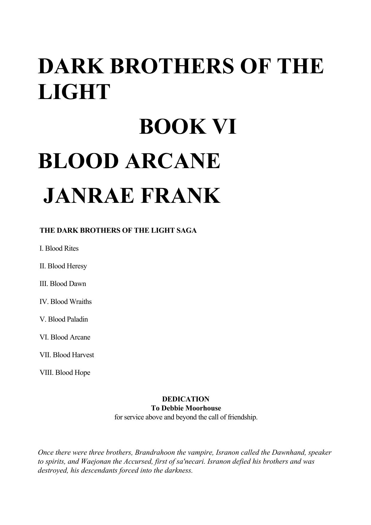 Janrae Frank Dark Brothers Of The Light 06 Blood Arcane