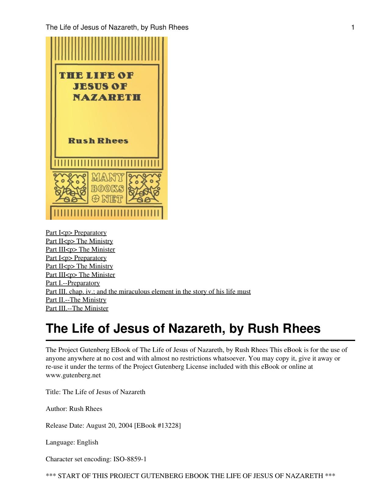 The Life of Jesus of Nazareth