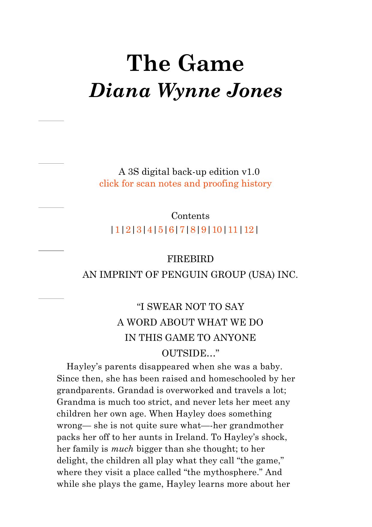 Diana Wynne Jones The Game