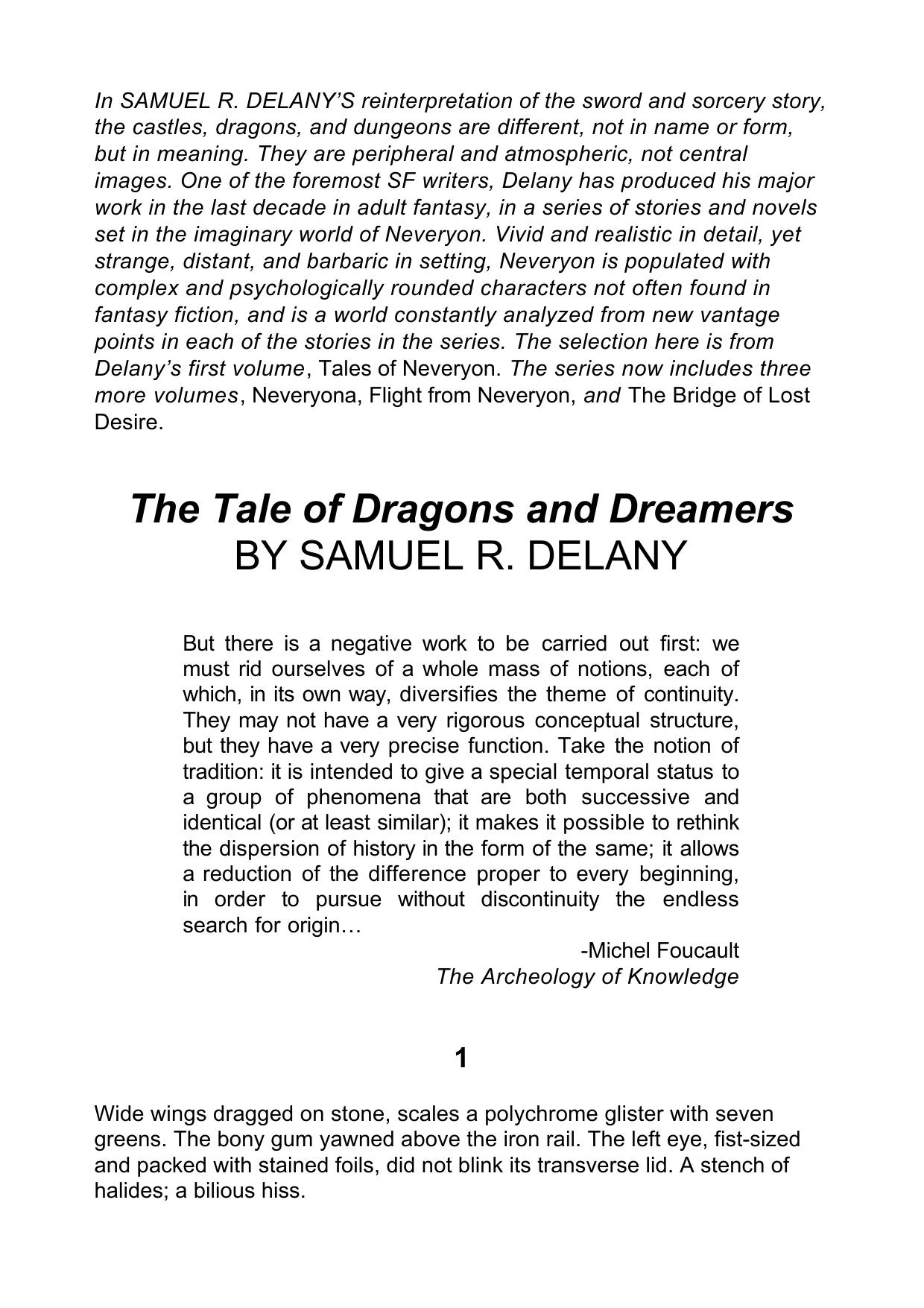 Samuel R Delany The Tale of Dragons and Dreamers