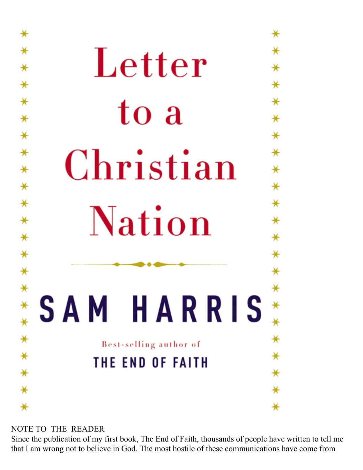 Sam Harris Letter To A Christian Nation