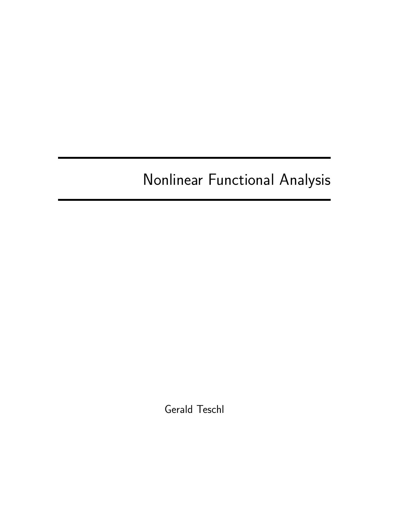 Nonlinear Functional Analysis