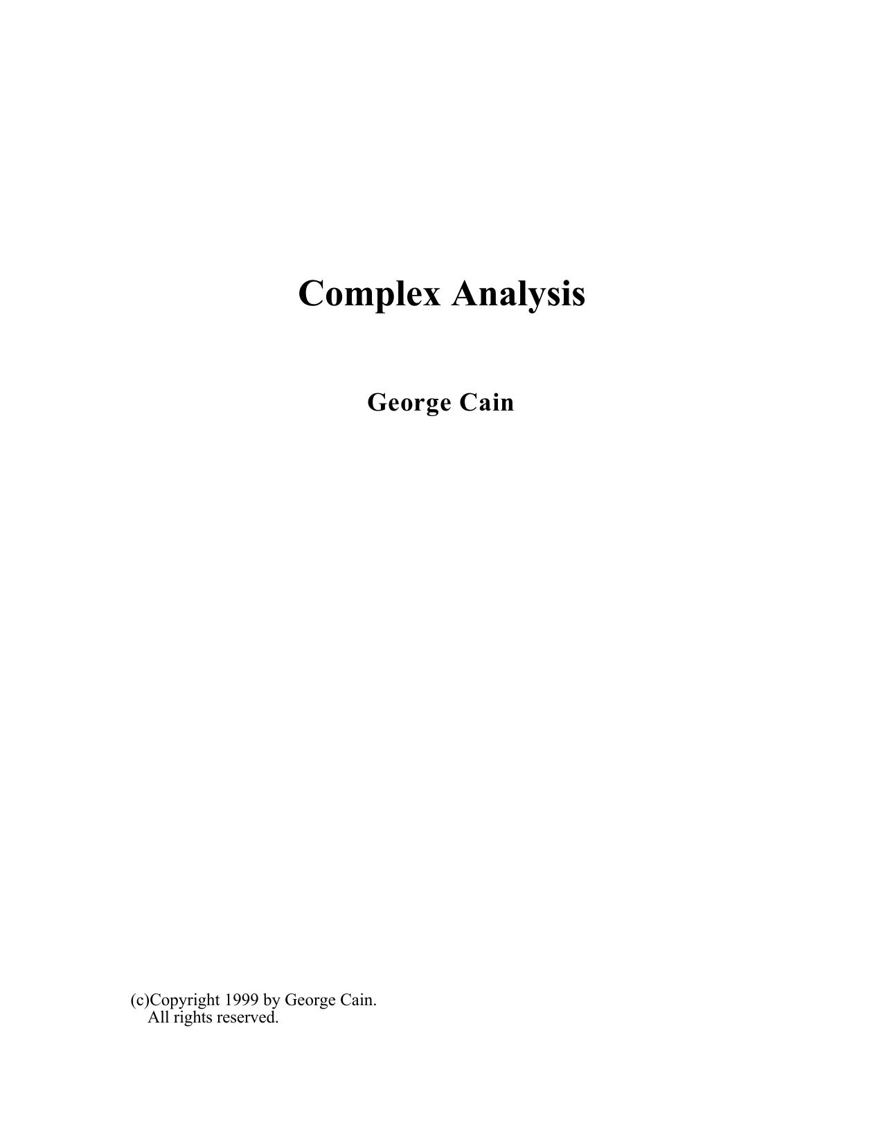 Complex Analysis