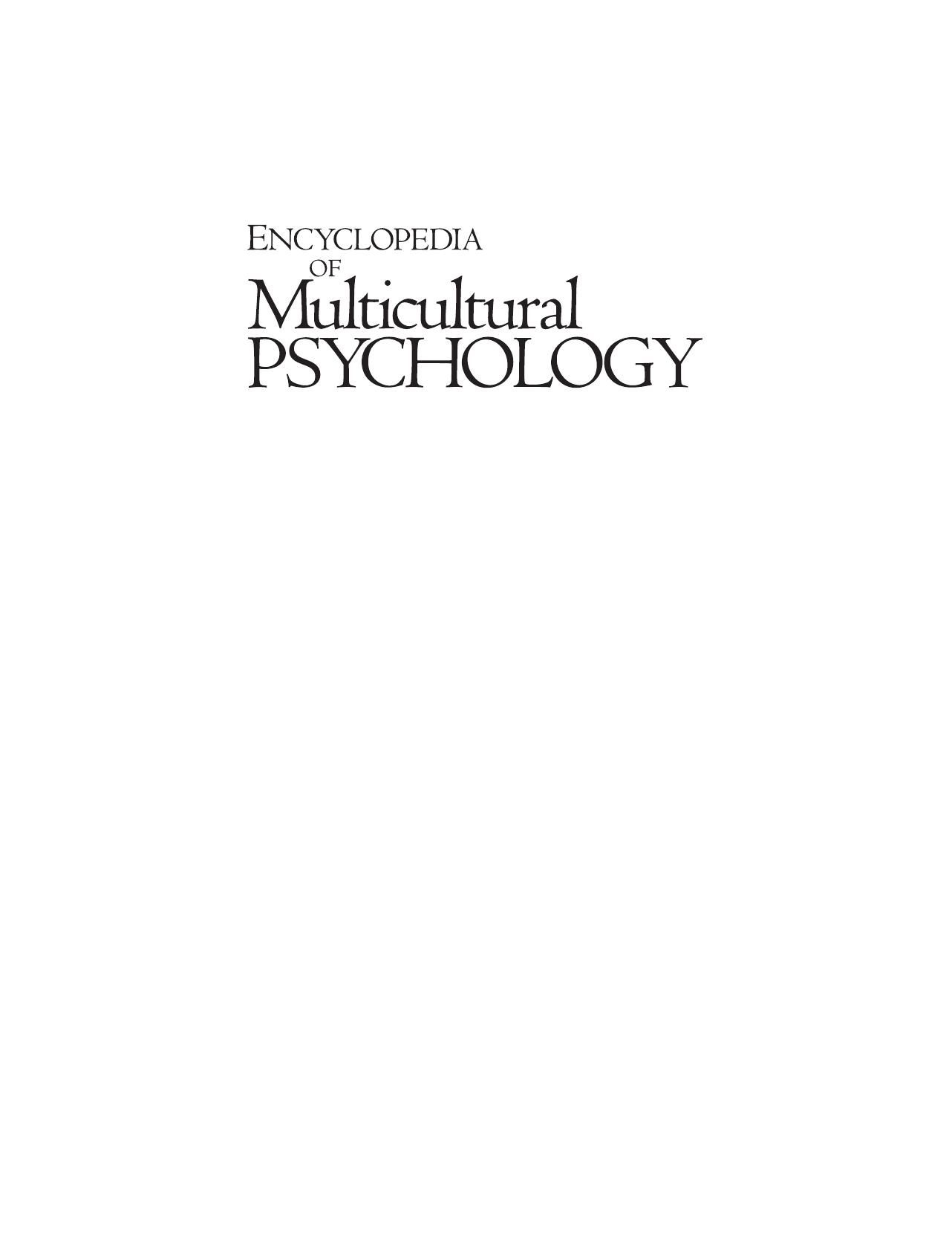 Encyclopedia Of Multicultural Psychology 2006