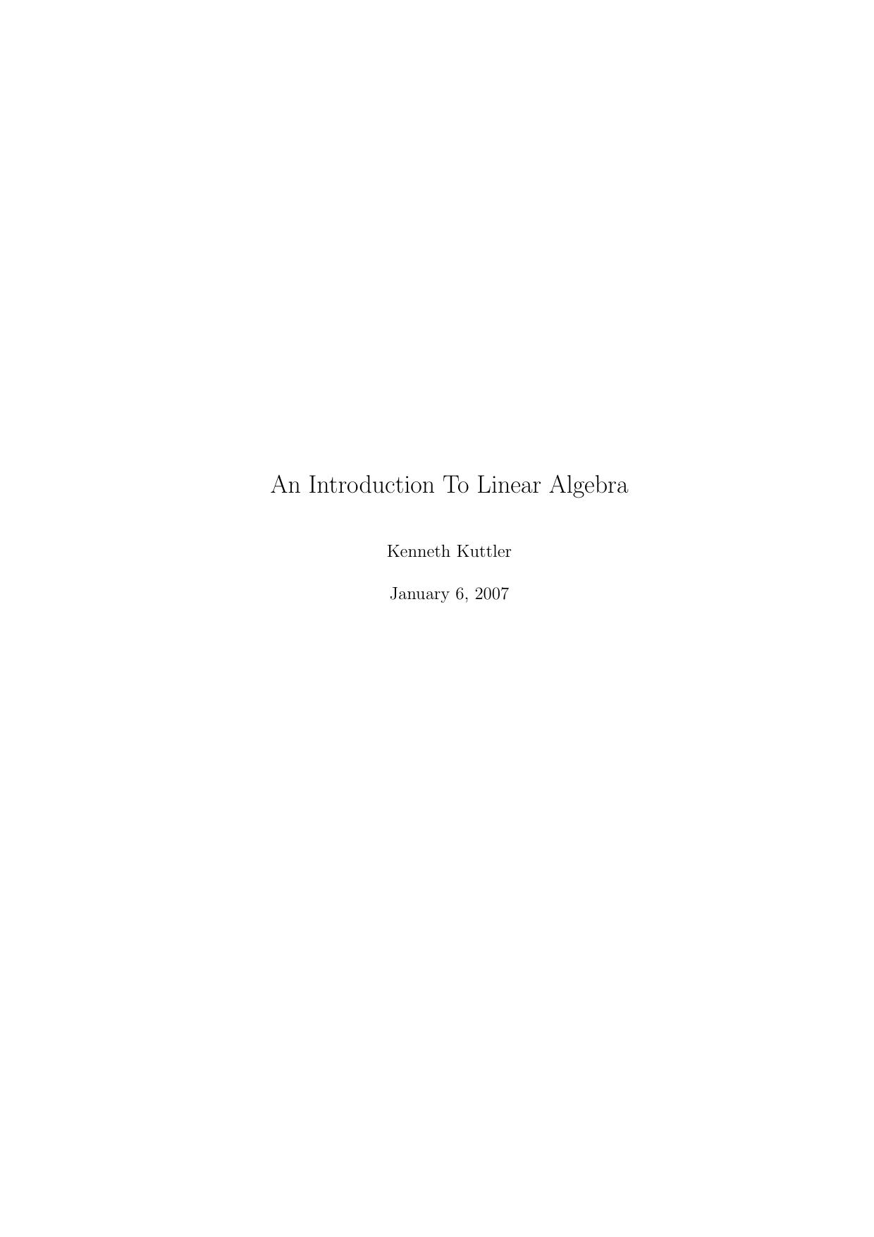 An Introduction to Linear Algebra