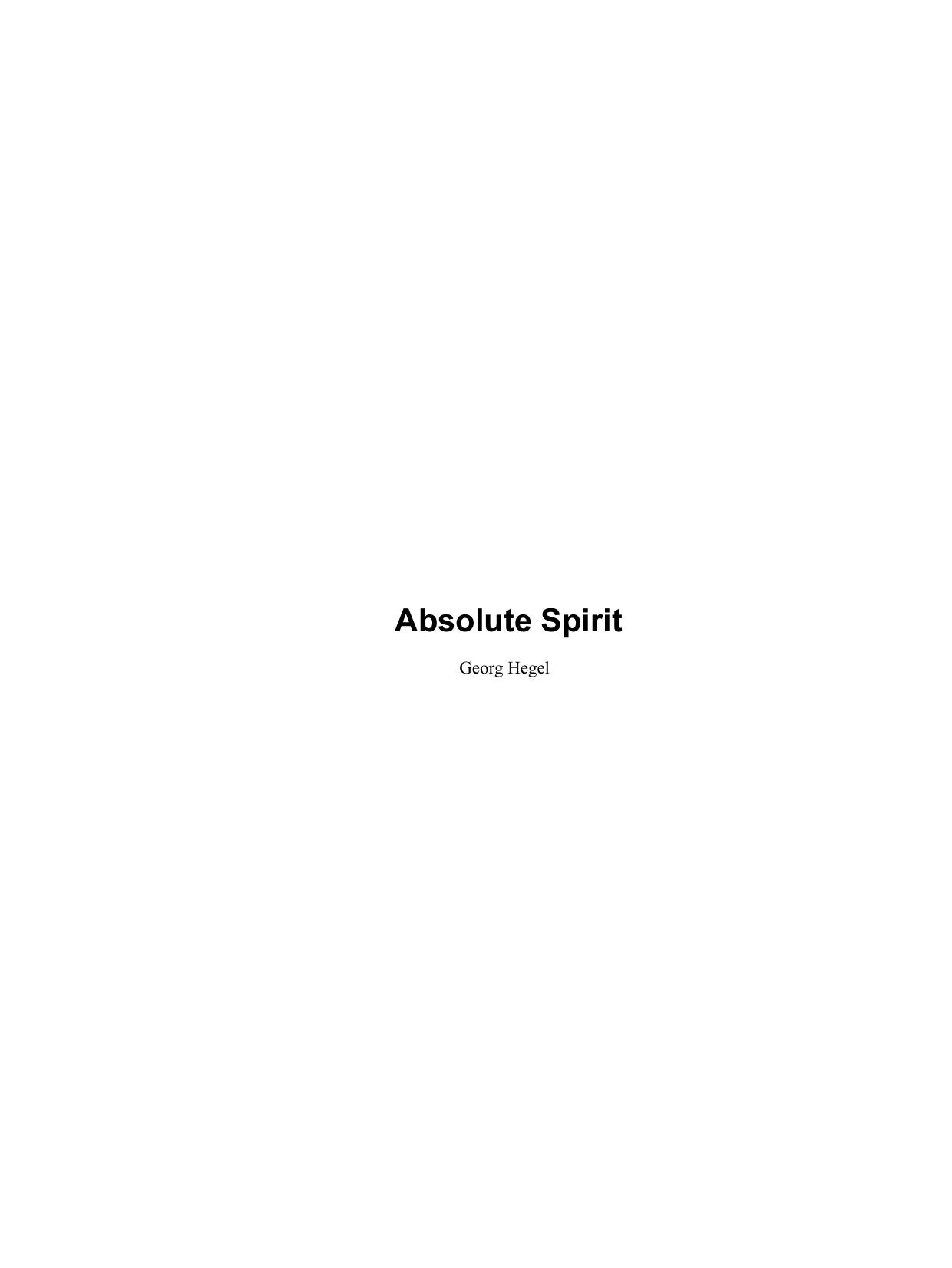 Absolute Spirit