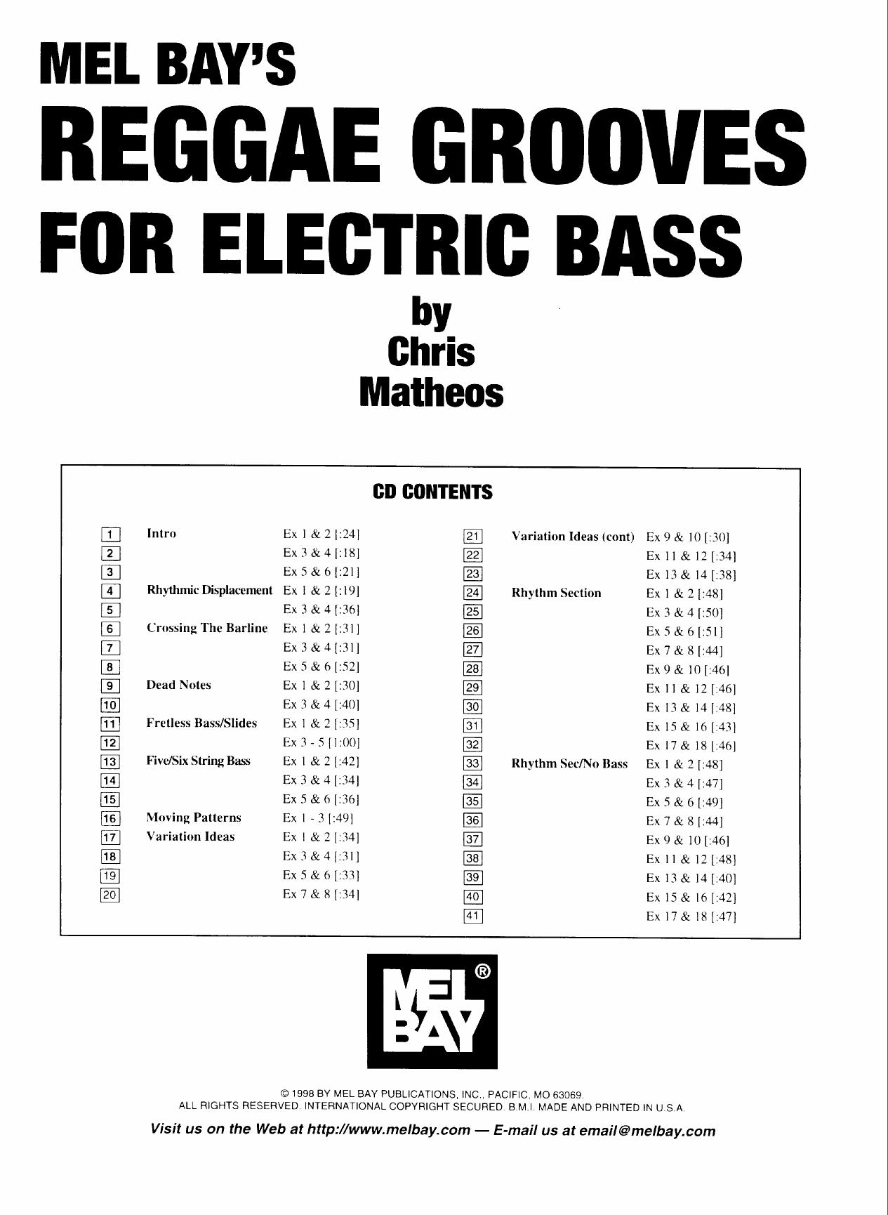 Matheos Chris Reggae Grooves for Electric Bass