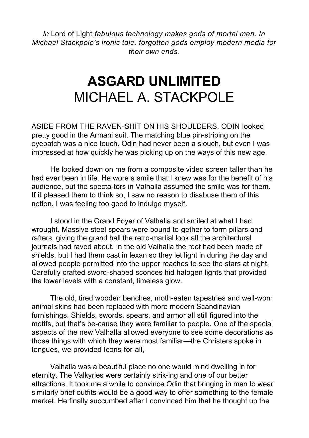 Michael A Stackpole Asgard Unlimited