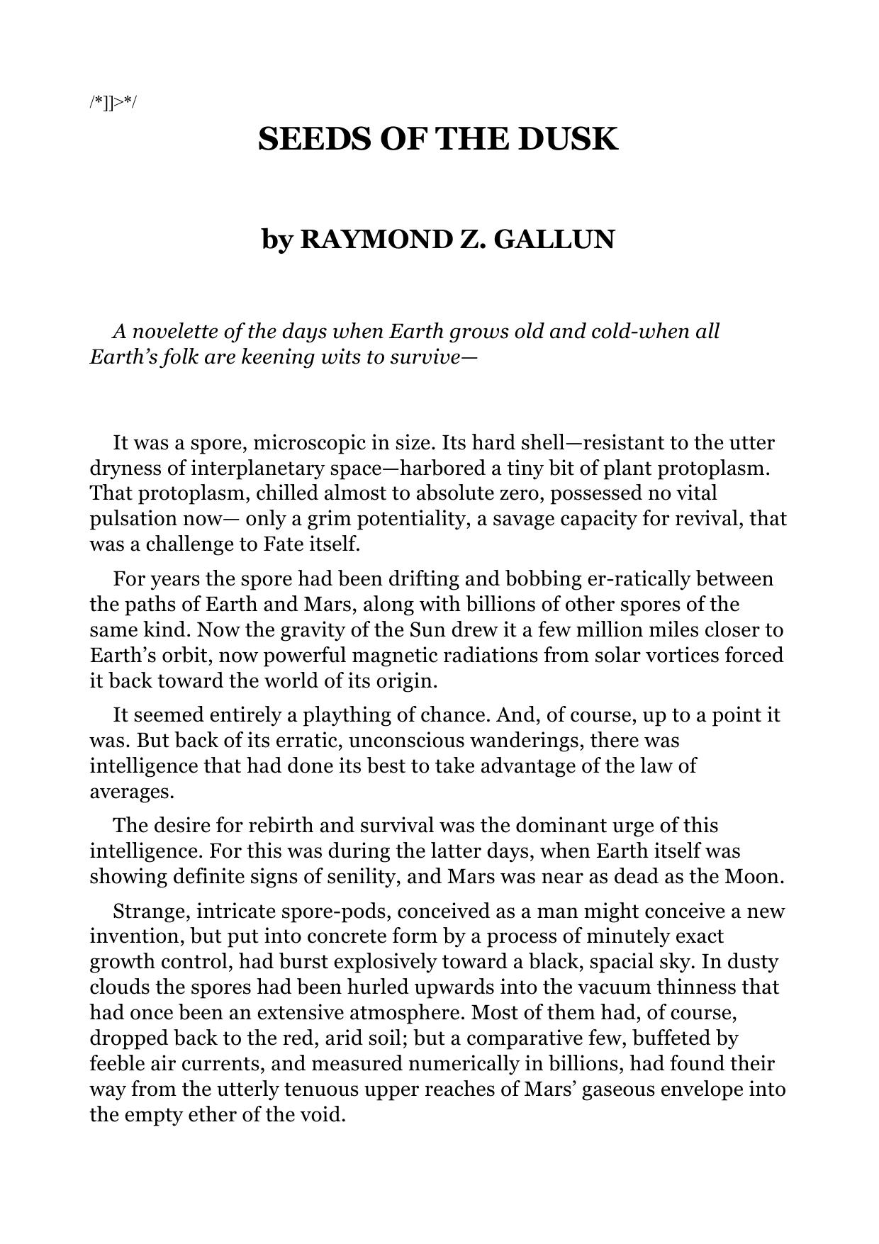 Raymond Z Gallun Seeds of Dusk
