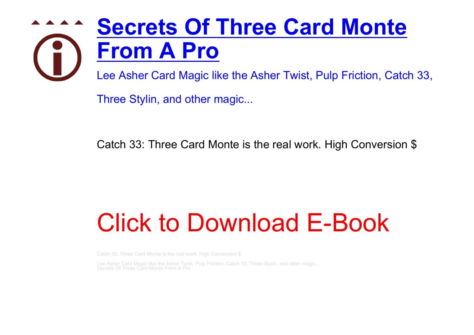 Lee Asher Card Magic like the Asher Twist, Pulp Friction, Catch 33, Three Stylin, and other magic... - - -