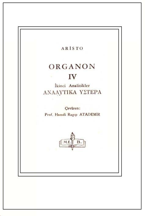 Organon #4 İkinci Analitikler