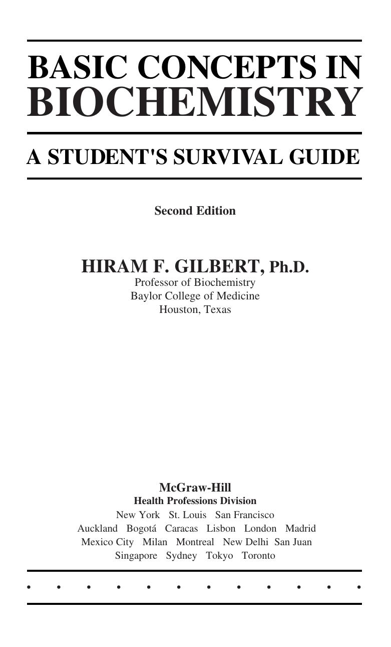 Basic Concepts In Biochemistry A Student s Survival Guide 2000