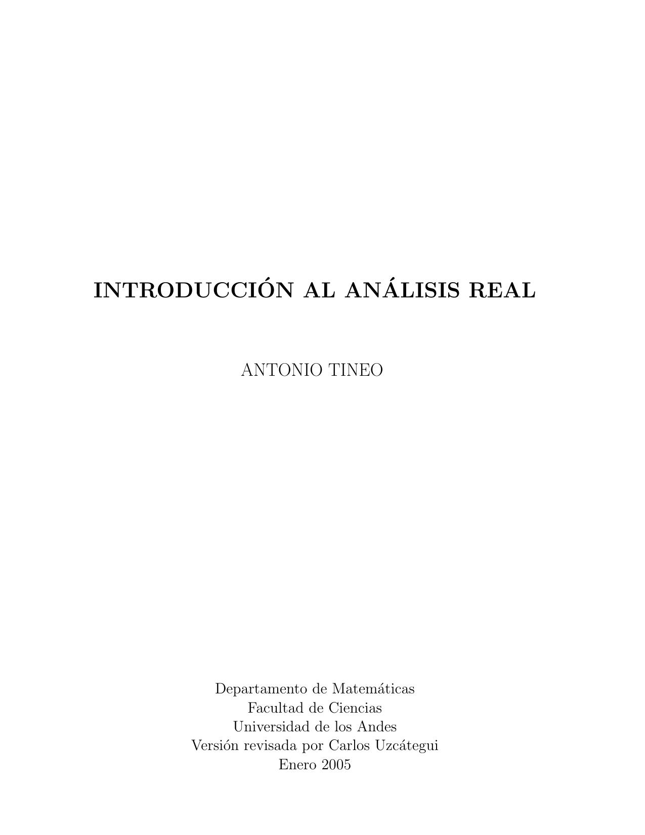 Introduccion Al Analisis Real Tineo