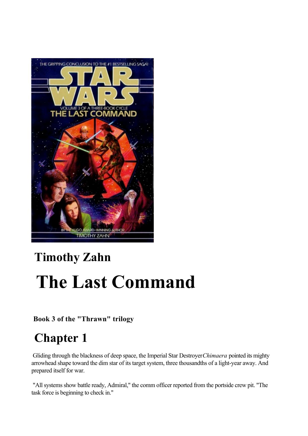 Star Wars Thrawn Trilogy 03 The Last Command by Timothy Zahn