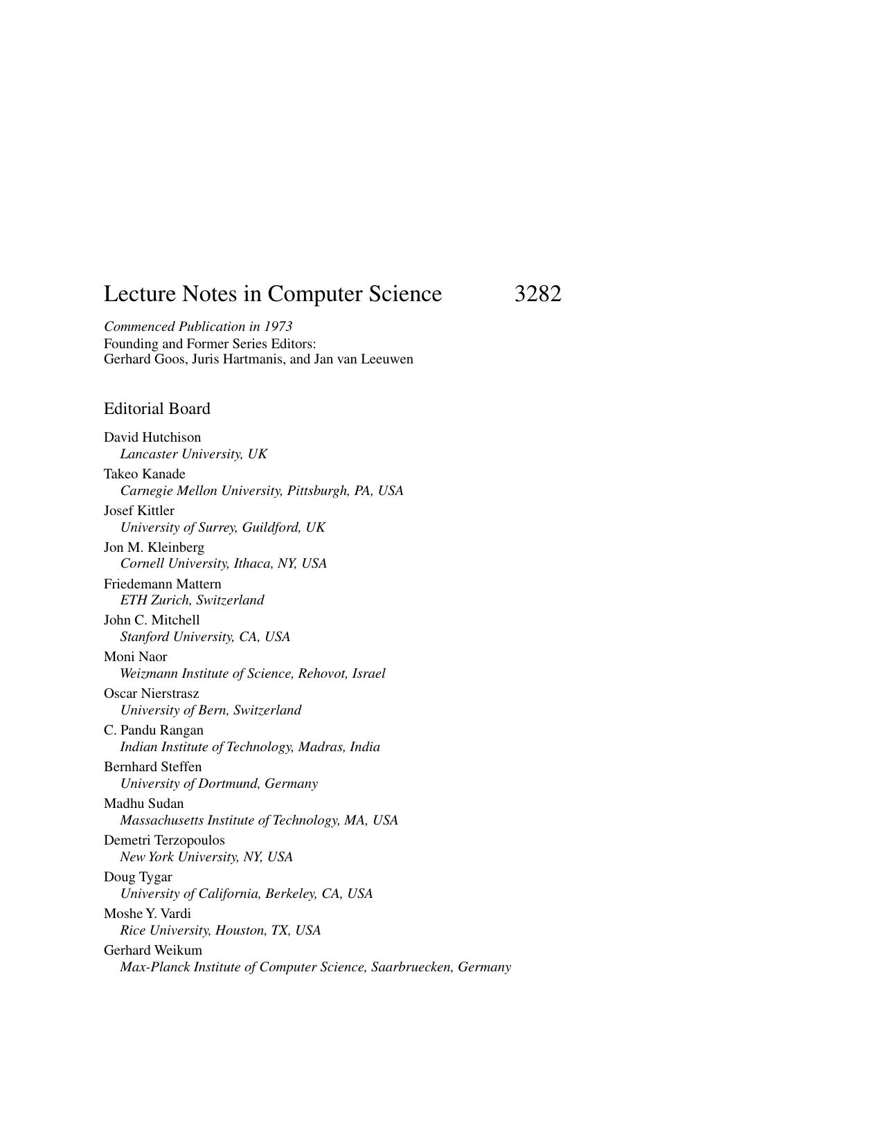 LNCS 3282 - List Decoding of Error-Correcting Codes (Frontmatter Pages)