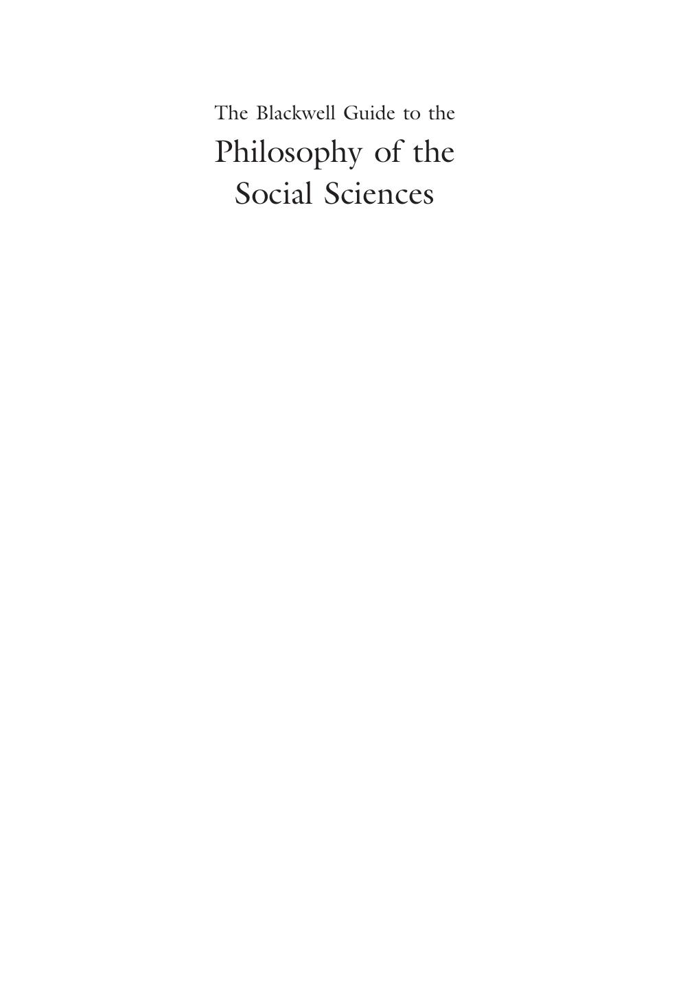 Philosophy Of Social Sciences Guide Blackwell