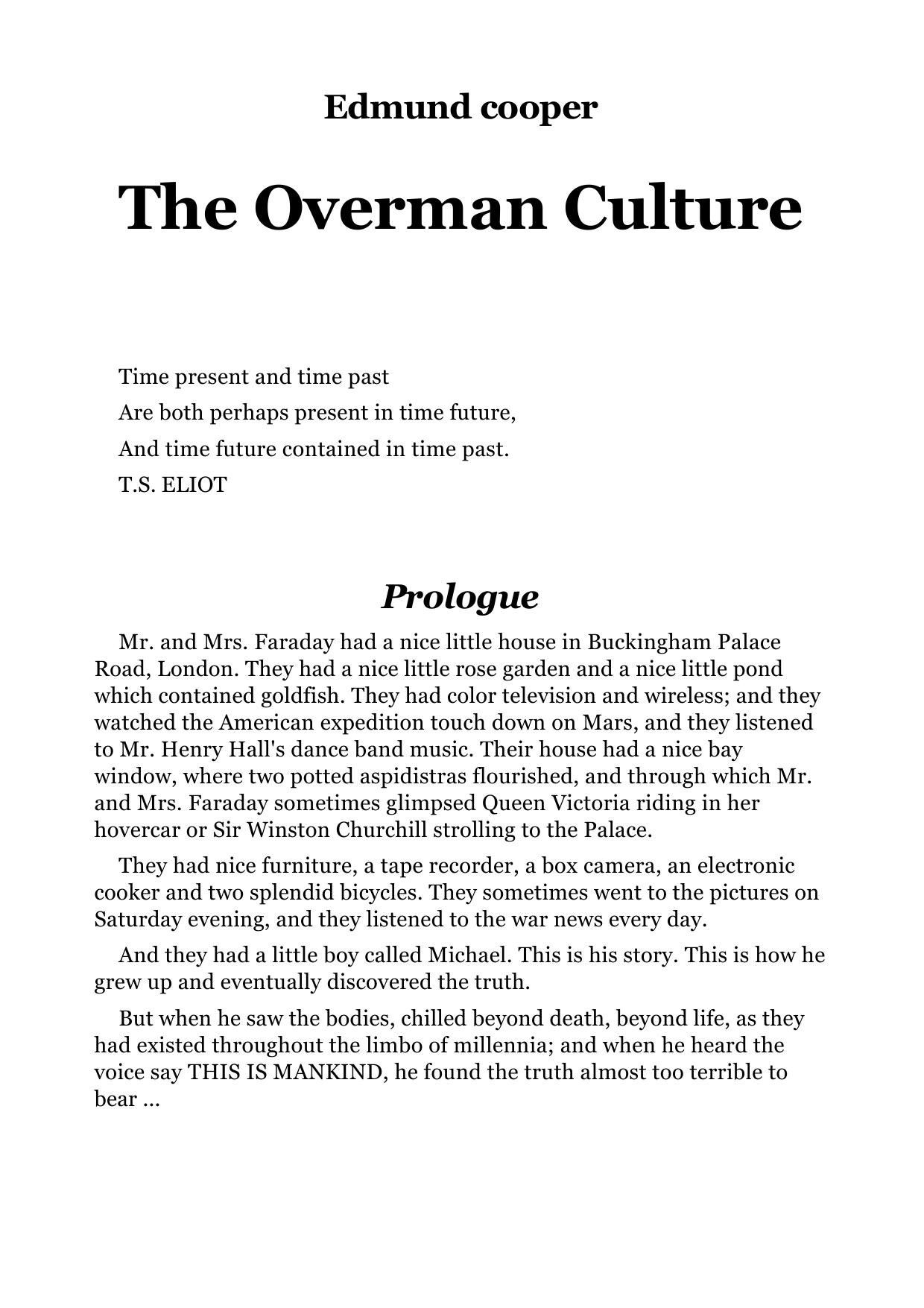 Edmund Cooper The Overman Culture