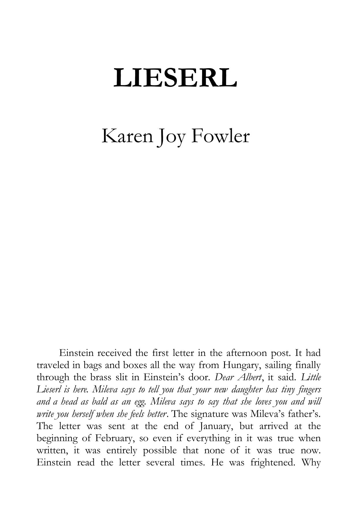 Karen Joy Fowler Lieserl