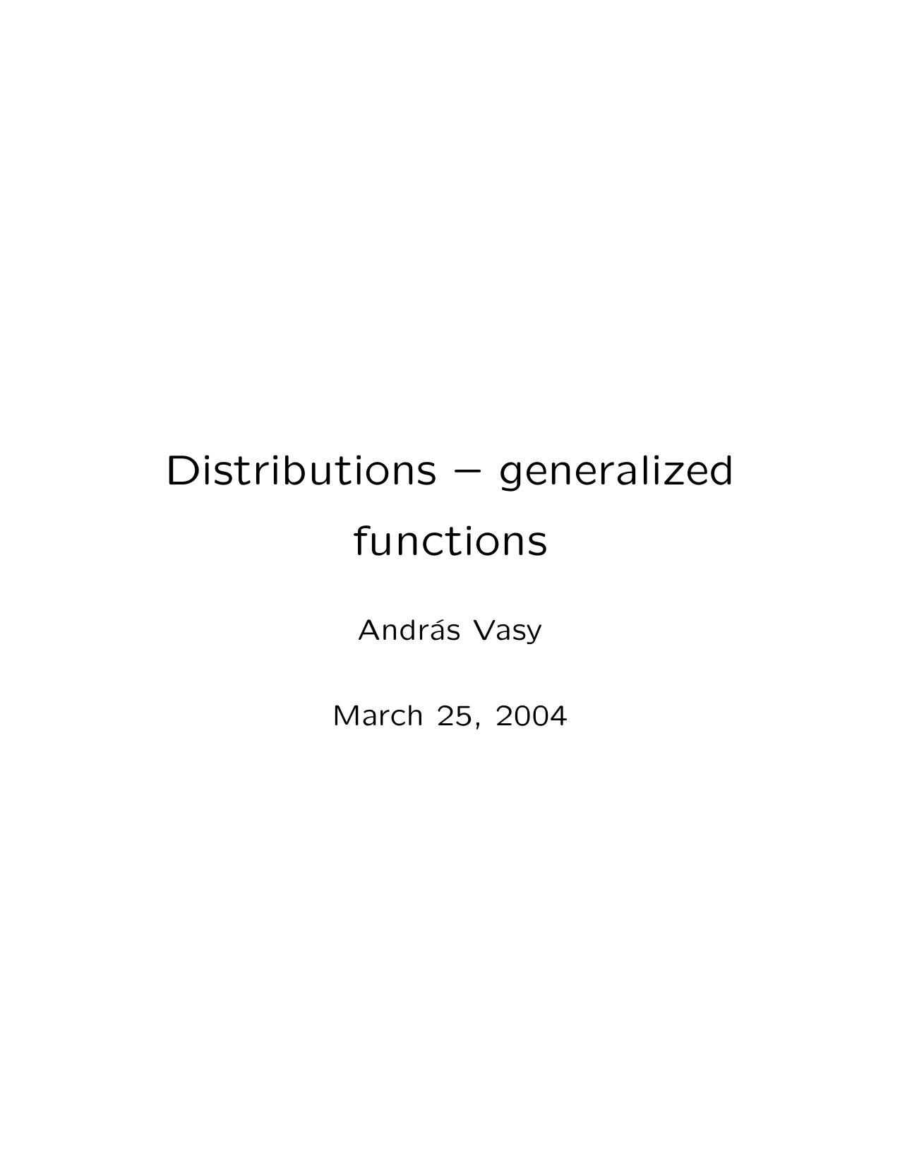 Distributions Andras Vasy