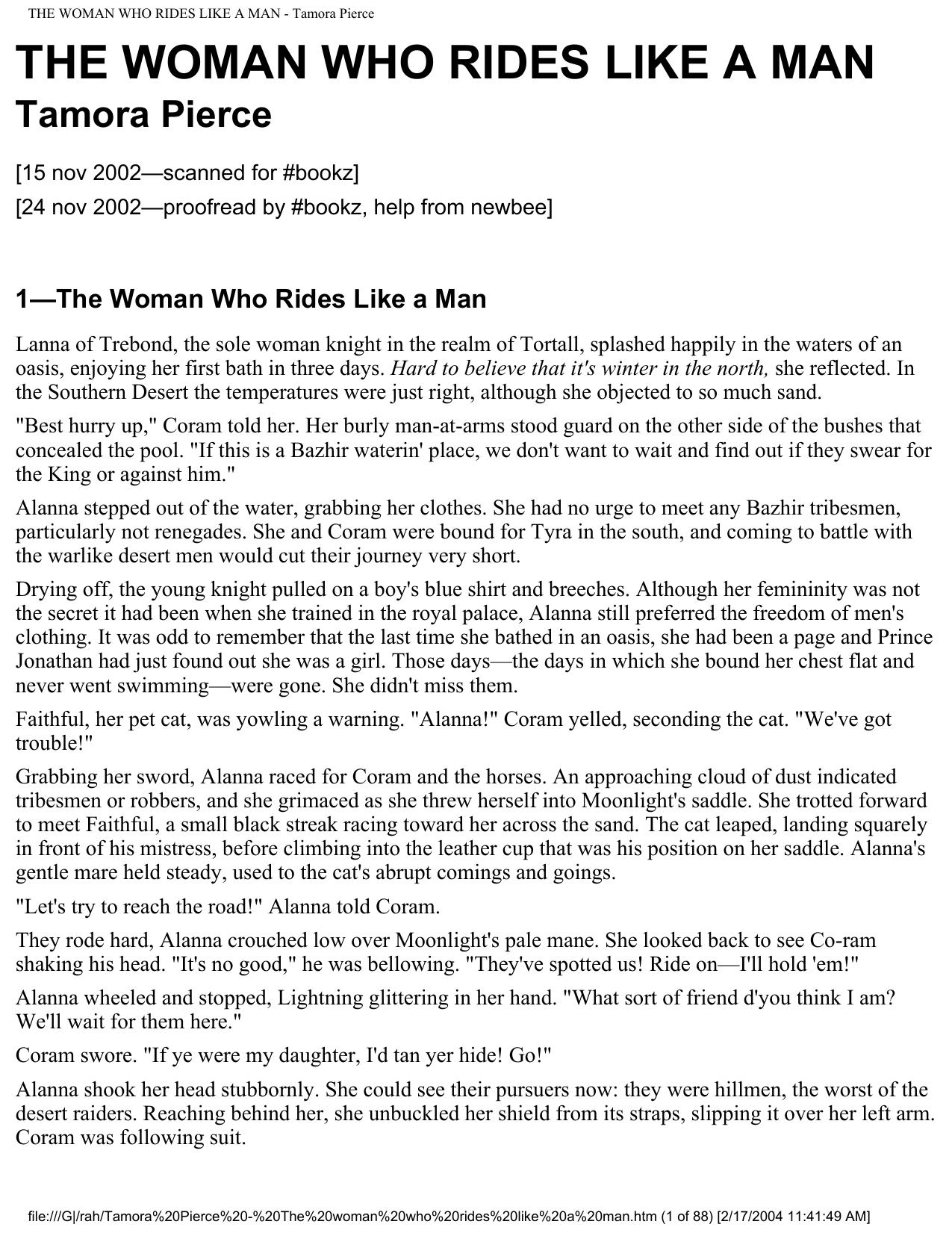 THE WOMAN WHO RIDES LIKE A MAN - Tamora Pierce