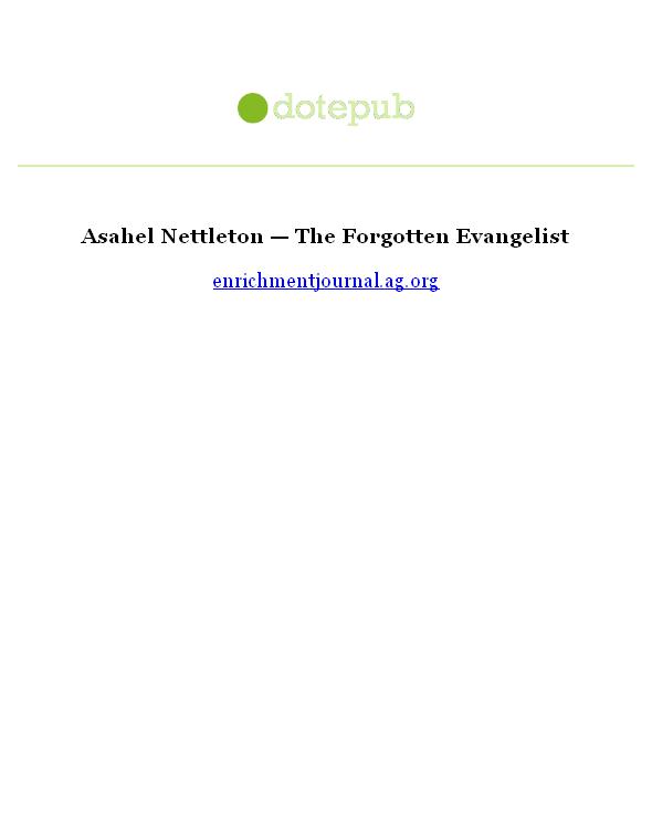 Asahel Nettleton, The Forgotten Evangelist