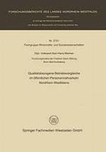 Qualitätsbezogene Betriebsvergleiche im öffentlichen Personennahverkehr Nordrhein-Westfalens