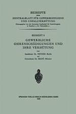 Gewerbliche Ohrenschädigungen und ihre Verhütung