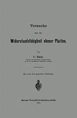 Versuche über die Widerstandsfähigkeit ebener Platten
