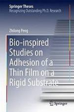 Bio-inspired adhesion of studies a thin on film on a rigid substrate