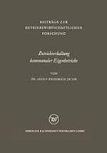 Betriebserhaltung kommunaler Eigenbetriebe : unter besonderer Berücksichtigung der Gas- und Elektrizitätsversorgung